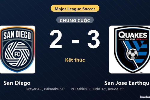 Thống kê trận đấu San Diego 2-3 San Jose Earthquakes: Ousseni Bouda tỏa sáng, San Jose Earthquakes giành trọn 3 điểm