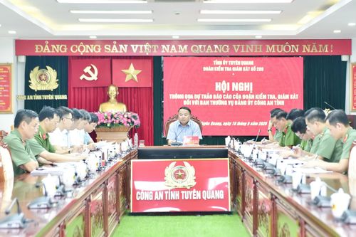 Đoàn kiểm tra, giám sát số 269 của Ban Thường vụ Tỉnh ủy làm việc với Ban Thường vụ Đảng ủy Công an tỉnh