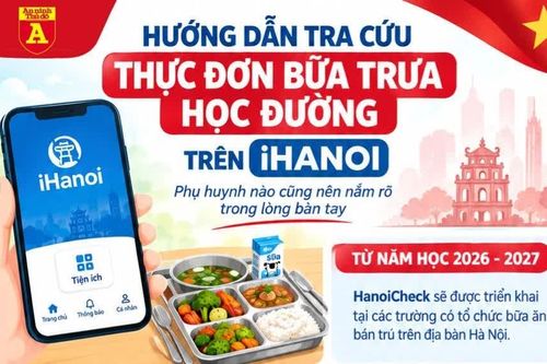 Hướng dẫn tra cứu thực đơn bữa trưa học đường trên iHanoi