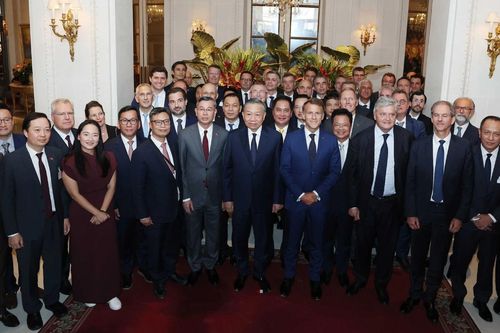 Tổng Bí thư, Chủ tịch nước và Tổng thống Pháp gặp lãnh đạo tập đoàn hàng đầu