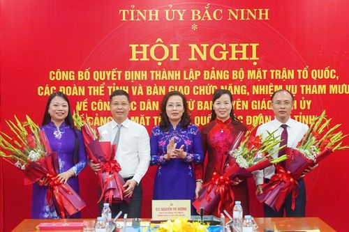 Bắc Ninh: Công bố quyết định thành lập Đảng bộ MTTQ, các đoàn thể tỉnh