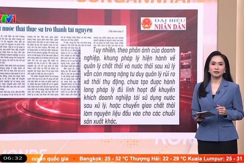Điểm báo VTV1: Để nước thải thực sự trở thành tài nguyên