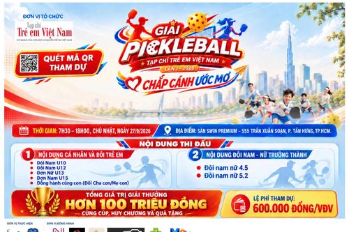 Thêm 2 nội dung đôi nam nữ trưởng thành, Giải Pickleball Tạp chí Trẻ em Việt Nam càng thêm hấp dẫn