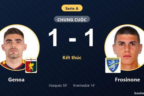 Chia điểm với Frosinone, Genoa chôn chân ở nhóm cuối bảng Serie A