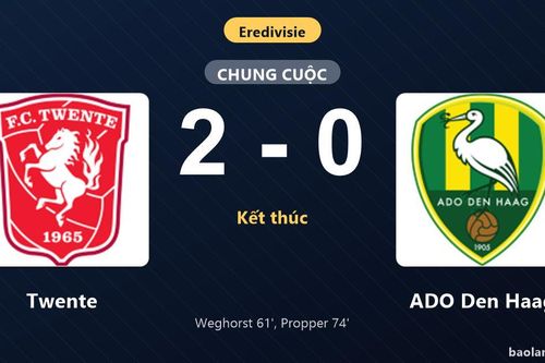 Thống kê trận đấu Twente 2-0 ADO Den Haag: Robin Propper tỏa sáng, Twente giành trọn 3 điểm