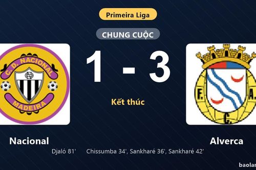 Thống kê trận đấu Nacional 1-3 Alverca: Dawda Camara Sankharé tỏa sáng, Alverca giành trọn 3 điểm