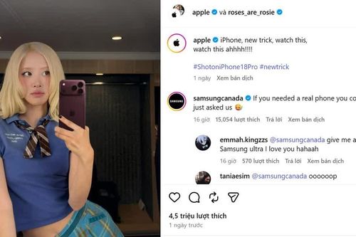 Samsung công khai bình luận khiêu khích Apple dưới bài đăng khoe iPhone 18 Pro của Rosé