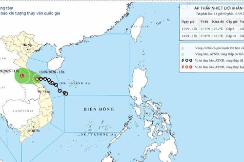 Áp thấp nhiệt đới áp sát đất liền, gây mưa rất lớn từ Thanh Hóa đến Quảng Trị