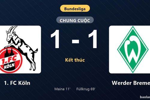 Thống kê trận đấu 1. FC Köln 1-1 Werder Bremen: Hai đội chia điểm