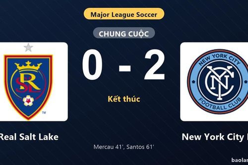 Thống kê trận đấu Real Salt Lake 0-2 New York City FC: Luighi Hanri Sousa Santos tỏa sáng, New York City FC giành trọn 3 điểm