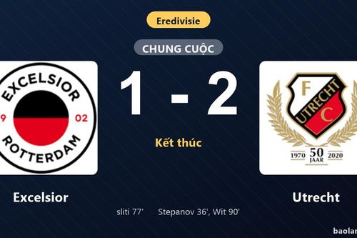 Thống kê trận đấu Excelsior 1-2 Utrecht: Dani De Wit tỏa sáng, Utrecht giành trọn 3 điểm