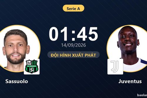 TRỰC TIẾPTrực tiếp Sassuolo vs Juventus: Trận đấu đang diễn ra