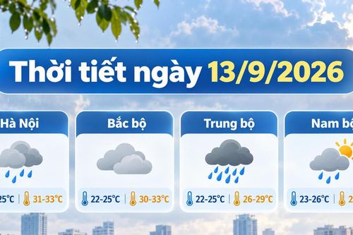 Thời tiết hôm nay 13/9: Trung bộ mưa rất to, Hà Nội mưa tăng về đêm