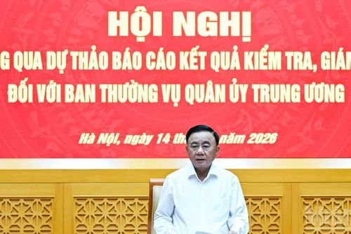 [Ảnh] Thường trực Ban Bí thư Trần Cẩm Tú chủ trì Hội nghị thông qua dự thảo Báo cáo kiểm tra, giám sát Ban Thường vụ Quân ủy Trung ương