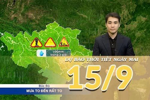 [Video] Dự báo thời tiết đêm nay và ngày mai 15/9/2026: Mưa lớn diện rộng ở Bắc Bộ, Trung Bộ
