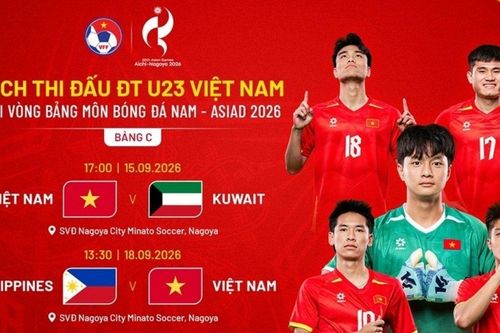 Lịch thi đấu của U23 Việt Nam tại môn bóng đá nam ASIAD 2026