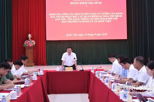 Đoàn Kiểm tra số 1 kiểm tra việc thực hiện một số nhiệm vụ tại xã Quốc Việt