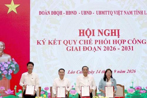 Ký kết quy chế phối hợp công tác giữa Đoàn đại biểu Quốc hội, HĐND, UBND và Ủy ban MTTQ Việt Nam tỉnh Lào Cai, nhiệm kỳ 2026 - 2031