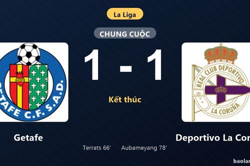 Thống kê trận đấu Getafe 1-1 Deportivo La Coruna: Hai đội chia điểm