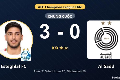 Thua trắng Esteghlal FC 0-3, Al Sadd nhận đòn đau ngày ra quân AFC Champions League Elite