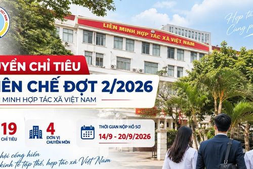 Liên minh Hợp tác xã Việt Nam tuyển dụng chỉ tiêu biên chế đợt 2/2026