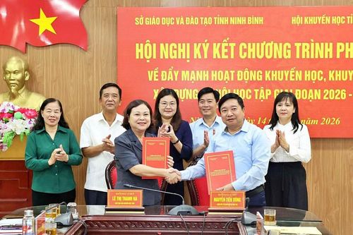 Hội Khuyến học Ninh Bình và Sở Giáo dục và Đào tạo ký kết chương trình phối hợp giai đoạn 2026-2031