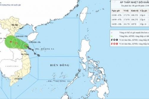 Áp thấp nhiệt đới gây mưa rất to, cảnh báo rủi ro thiên tai cấp 3