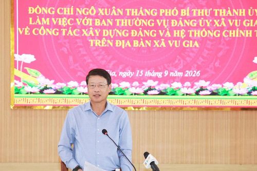 Phó Bí thư Thành ủy Ngô Xuân Thắng: Xã Vu Gia cần phát huy lợi thế để phát triển thương mại, dịch vụ gắn với các mô hình nông nghiệp trải nghiệm