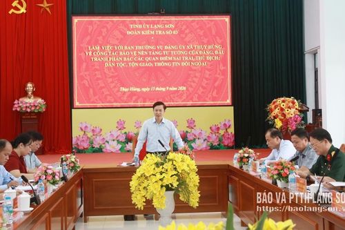 Kiểm tra công tác bảo vệ nền tảng tư tưởng của Đảng tại xã Thụy Hùng