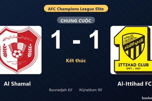 Thống kê trận đấu Al Shamal 1-1 Al-Ittihad FC: Hai đội chia điểm