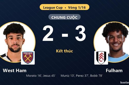 Rượt đuổi nghẹt thở, Fulham loại West Ham để tiến vào vòng 1/8 League Cup