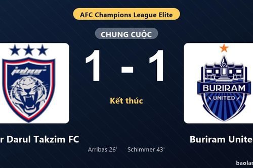Thống kê trận đấu Johor Darul Takzim FC 1-1 Buriram United: Hai đội chia điểm