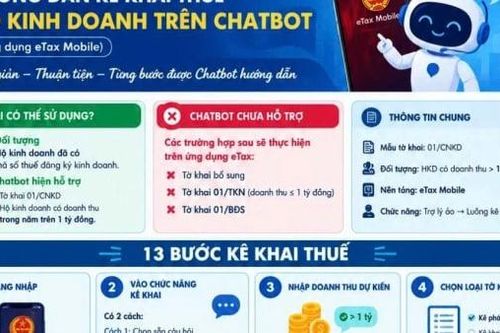 Hộ kinh doanh có thể kê khai thuế trên Chatbot tại ứng dụng eTax Mobile