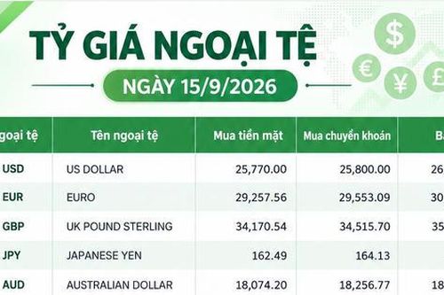 Tỷ giá ngoại tệ ngày 15/9: USD ở mức 26.180 đồng, CHF vượt 32.200 đồng