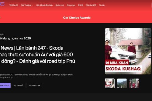Lăn bánh 247 của Báo Điện tử VTC News được đề cử Car Choice Awards 2026