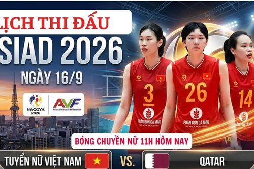 Lịch thi đấu ASIAD 2026 ngày 16/9: Tuyển bóng chuyền nữ Việt Nam chạm trán Qatar