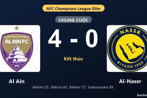 Thống kê trận đấu Al Ain 4-0 Al-Nassr: Al Ain thắng đậm thuyết phục