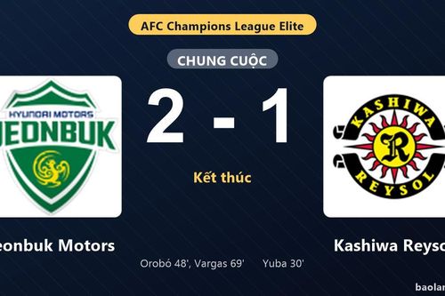 Thống kê trận đấu Jeonbuk Motors 2-1 Kashiwa Reysol: Jeonbuk Motors ngược dòng ngoạn mục