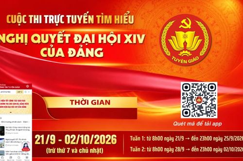 Thi trực tuyến tìm hiểu Nghị quyết Đại hội XIV của Đảng từ 21/9 - 2/10/2026
