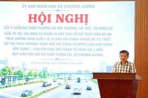 Xã Chương Dương lấy ý kiến phương án bồi thường, tái định cư 75 hộ dân thôn Thắng Lợi
