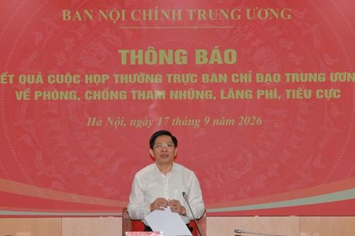 Thông báo kết quả cuộc họp Thường trực Ban Chỉ đạo Trung ương về phòng, chống tham nhũng, lãng phí, tiêu cực