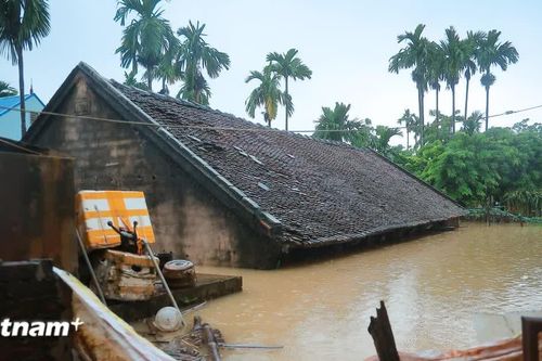 Hà Nội: Lũ trên sông Bùi dâng cao, người dân bì bõm trong 'biển nước'