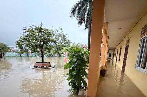 Mưa ngập, nhiều trường tại Nghệ An cho học sinh nghỉ học để đảm bảo an toàn