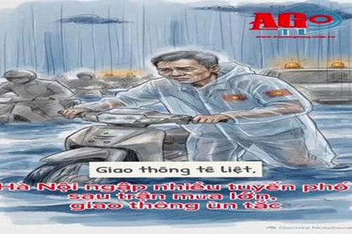 Hà Nội ngập nhiều tuyến phố sau trận mưa lớn, giao thông ùn tắc