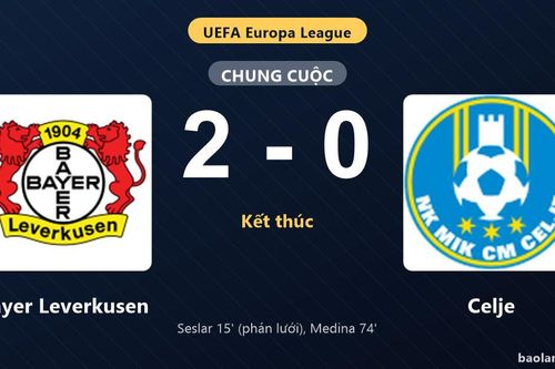 Thống kê trận đấu Bayer Leverkusen 2-0 Celje: F. Medina tỏa sáng, Bayer Leverkusen giành trọn 3 điểm
