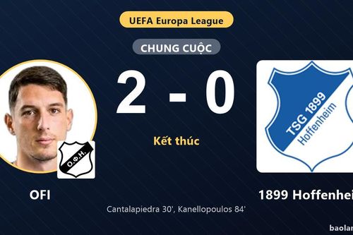 Hạ 1899 Hoffenheim 2-0, OFI khởi đầu tưng bừng ngày ra quân Europa League