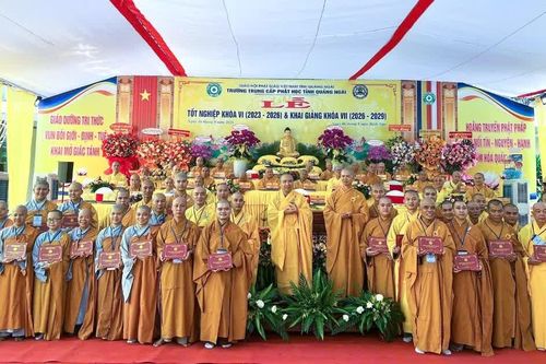 Quảng Ngãi: Trường Trung cấp Phật học tỉnh trao Bằng tốt nghiệp khóa VI, khai khóa VII (2026-2029)