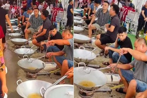 Đám cưới 100 mâm ở Phú Thọ, 70 người giúp nấu nướng, nam giới 'lắc chảo to tay'