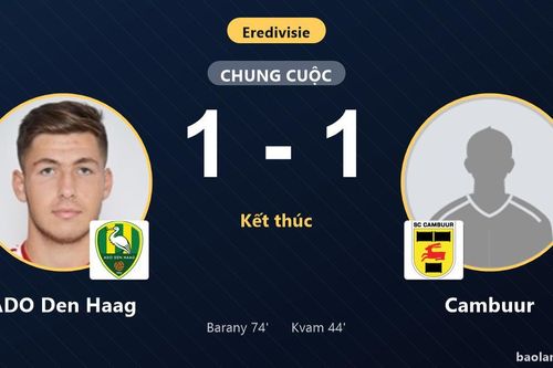Hòa Cambuur 1-1, ADO Den Haag tiếp tục chôn chân ở đáy bảng