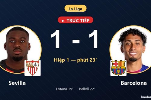 TRỰC TIẾPTrực tiếp Sevilla vs Barcelona: Hết hiệp 1, hòa 1-1